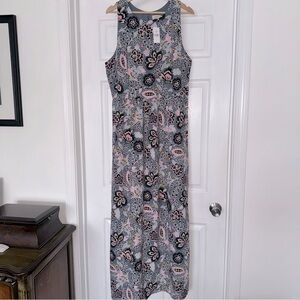 NWT Loft Floral Maxi Dress 16 Gray Pink Black